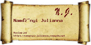 Naményi Julianna névjegykártya